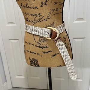 J. Crew White and Brown Woven Belt